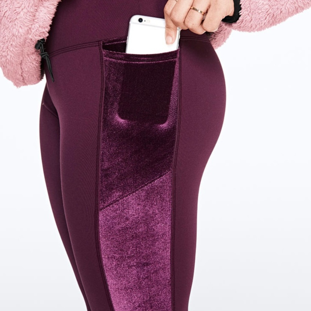 PINK High Waist Velvet Trim Leggings